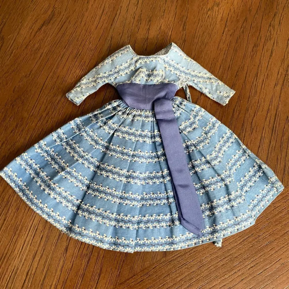 Vintage Barbie Let's Dance Dress #978 Blue Cotton 1960's Doll Clothes FLAWED